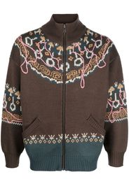 Perks And Mini Mirage Fair Isle wool-blend cardigan - Marrone