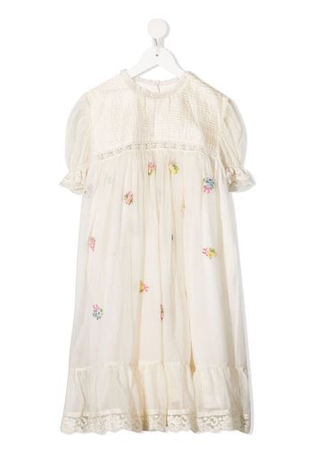 Pero Kids embroidered-bouquet dress - Bianco