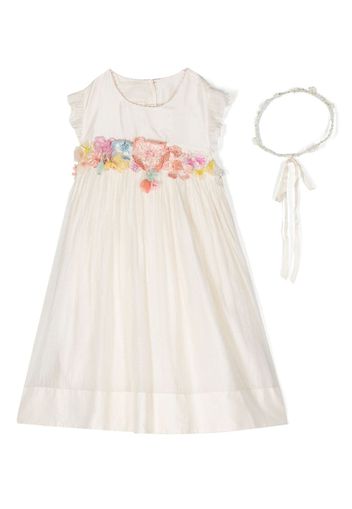 Pero Kids floral appliqué silk dress set - Toni neutri