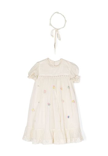 Pero Kids floral-detail ruffle dress - Toni neutri