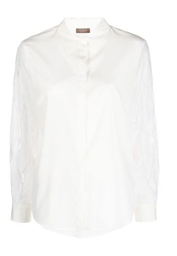 Peserico feather-sequin detail silk shirt - Bianco