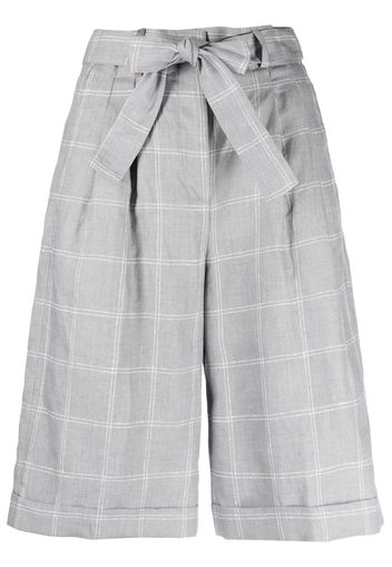 Peserico checked belted cotton shorts - Grigio