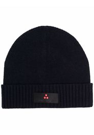 Peuterey logo-patch ribbed-knit beanie - Blu