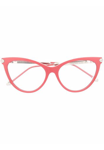 Philipp Plein Eyewear Occhiali cat-eye con logo inciso - Rosso