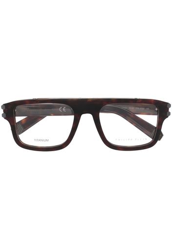 Philipp Plein Eyewear straight-bridge detail glasses - Marrone