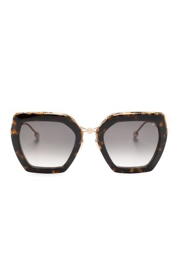 Philipp Plein Eyewear oversized geometric tortoiseshell sunglasses - Marrone