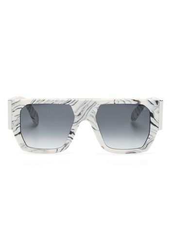 Philipp Plein Eyewear logo-lettering rectangle-frame sunglasses - Bianco