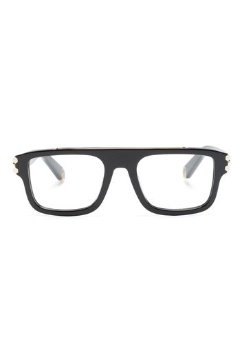 Philipp Plein Eyewear logo-plaque rectangle-frame glasses - Nero