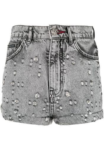 Shorts denim con borchie