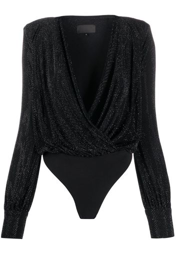 crystal-embellished wrap bodysuit