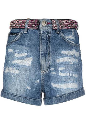 Shorts denim con strass