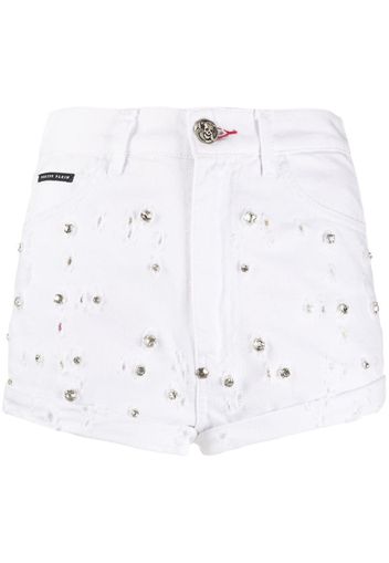 high-rise crystal-embellished shorts