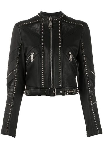 studded cropped biker jacket