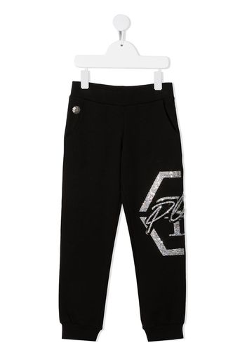 Hexagon embellished track pants