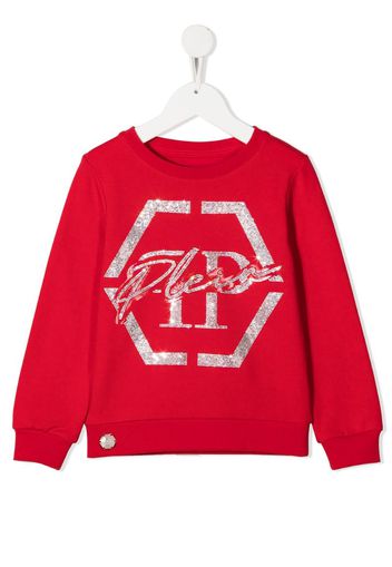 logo embellished crew neck sweatshirt