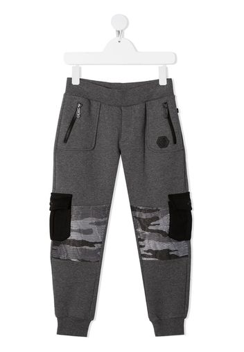 camouflage-patchwork track pants