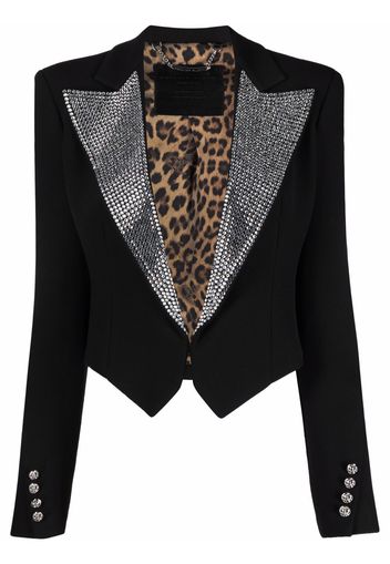 Philipp Plein crystal-embellished cropped blazer - Nero