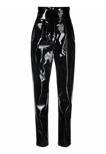 Philipp Plein high-waisted long latex trousers - Nero