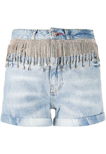 Shorts denim con frange