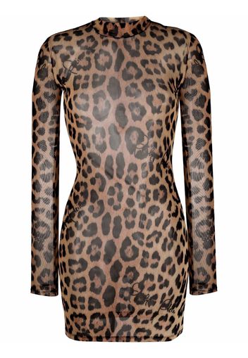 Philipp Plein leopard-print mock neck dress - Toni neutri