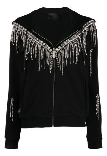 Philipp Plein Felpa con frange di cristalli - Nero