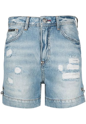 Philipp Plein Shorts denim Iconic Pins - Blu