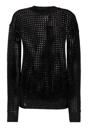 Philipp Plein metallic-threaded mesh jumper - Nero