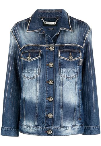 Philipp Plein crystal-embellished denim jacket - Blu