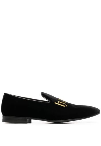 Philipp Plein embroidered velvet loafers - Nero