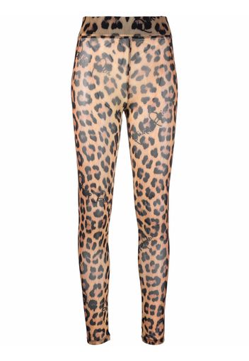 Philipp Plein leopard-print semi-sheer leggings - Nero