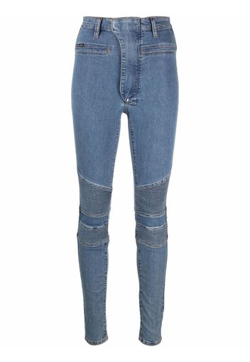 Philipp Plein Jeans biker Iconic a vita alta - Blu