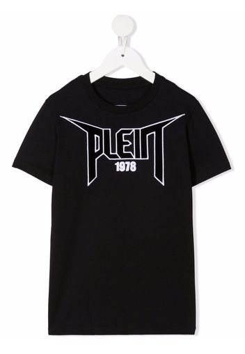 Philipp Plein Junior T-shirt Iconic Plein con applicazione - Nero