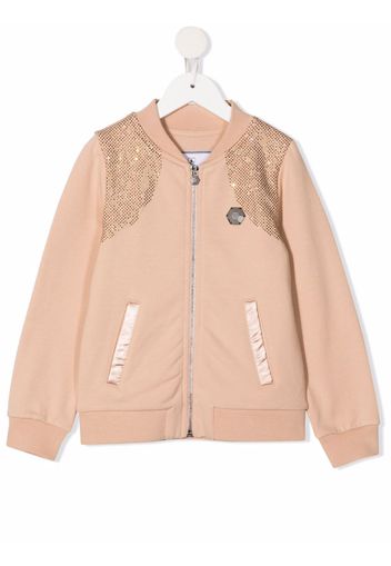 Philipp Plein Junior Bomber Iconic Plein con strass - Toni neutri