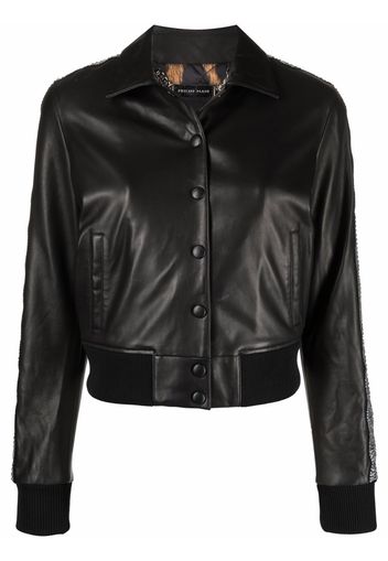 Philipp Plein crystal-embellished leather jacket - Nero