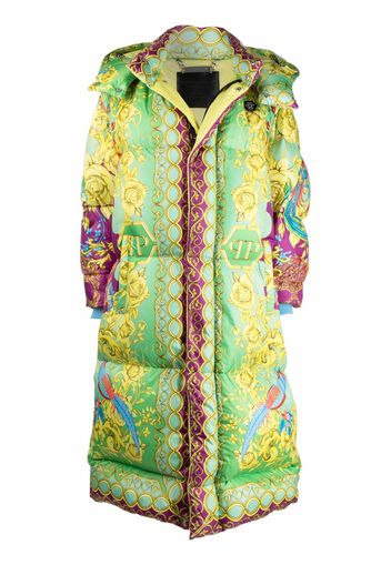 Philipp Plein baroque-print long padded jacket - Verde