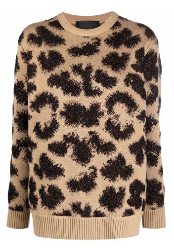 Philipp Plein long-sleeved lurex leopard jumper - Marrone