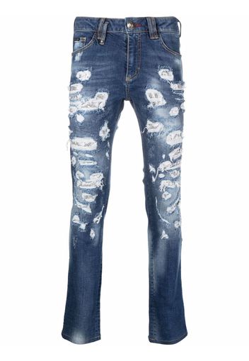 Philipp Plein Jeans con effetto vissuto - Blu