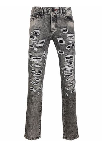 Philipp Plein Jeans slim con effetto vissuto - Grigio