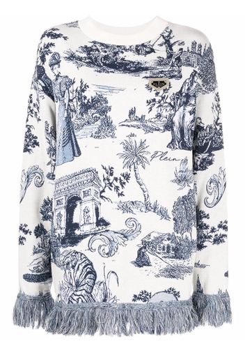 Philipp Plein Maglione con frange - Bianco