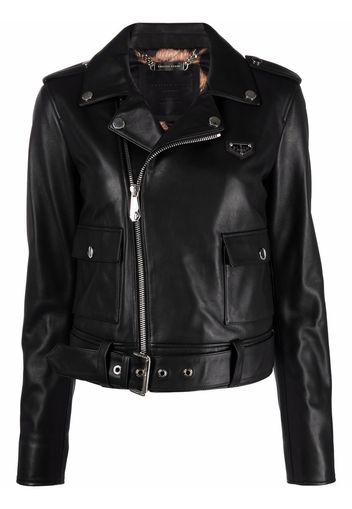 Philipp Plein leather biker jacket - Nero