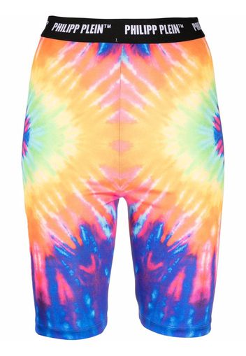 Philipp Plein Shorts da ciclismo con fantasia tie dye - Blu