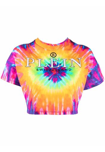 Philipp Plein T-shirt crop con fantasia tie dye - Rosa