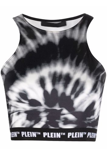 Philipp Plein Top corto con fantasia tie dye - Nero