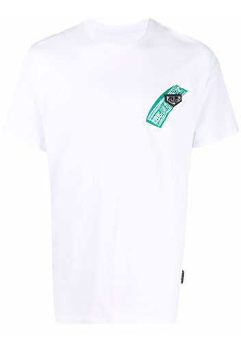 Philipp Plein cheque-print round neck T-shirt - Bianco