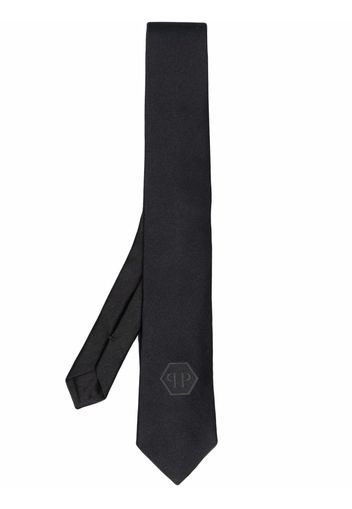 Philipp Plein hexagon logo-patch silk tie - Nero