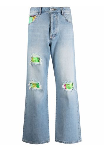 Philipp Plein distressed cropped jeans - Blu