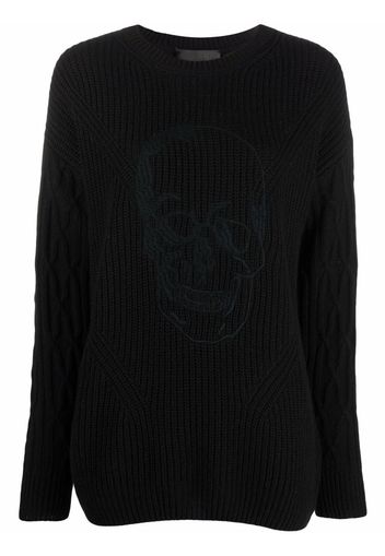 Philipp Plein skull-embroidered knitted jumper - Nero