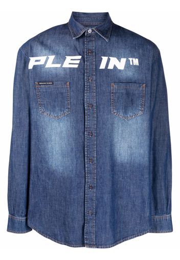 Philipp Plein logo denim shirt - Blu