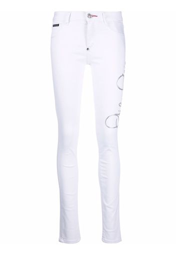 Philipp Plein Signature embellished skinny jeans - Bianco