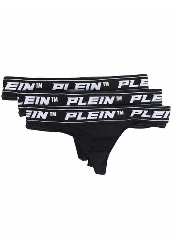Philipp Plein logo-waistband set of 3 thongs - Nero